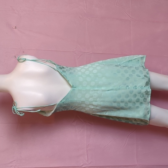 Nasty Gal Jacquard to Forget Dotted Pattern Satin Tie Straps Mini Dress Mint 0 - Picture 4 of 7
